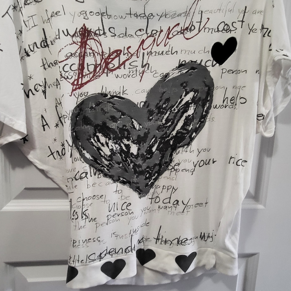 Desigual White and Black Graphic Tee